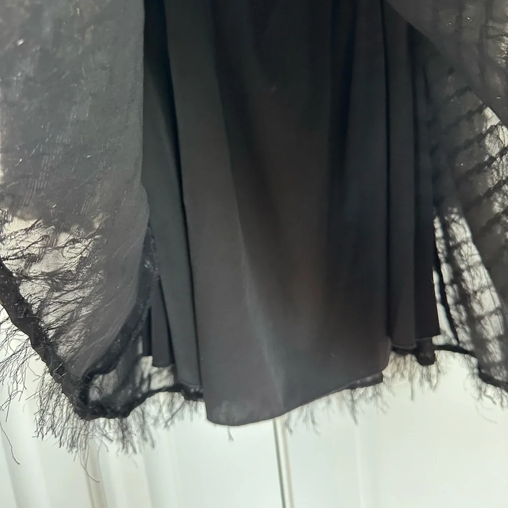 ASOS DESIGN fluffy mini dress with ruched bust and shirred cuffs in black - Picture 5 of 8